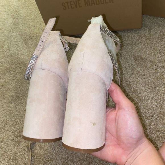 Steve madden chunky open toe nude heels size 9 - Picture 6 of 11